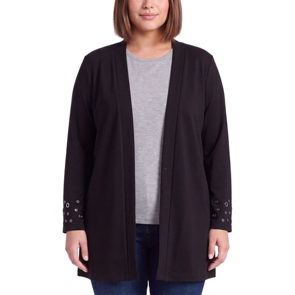 Anne Klein Womens Plus Grommet Cardigan